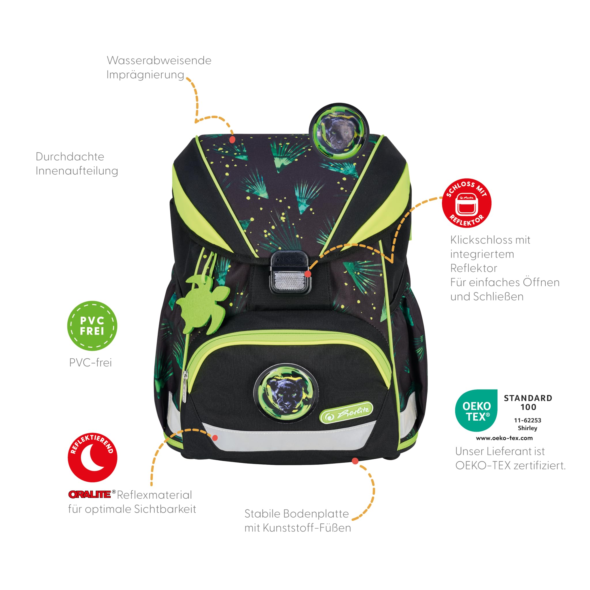 Herlitz Juego de 6 Mochilas Escolares ultraligeras XL, ergonómicas, 1ª Clase, para niños y niñas, 22 L