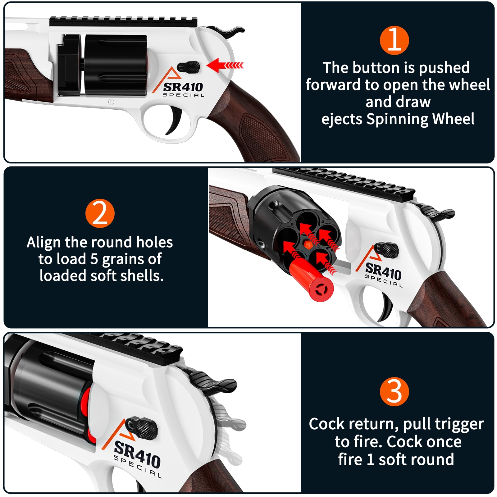 RuiDaXiang Pistola giocattolo, pistole giocattolo sparatutto,blaster in schiuma EVA e design di ricarica della ruota per il gioco all'interno e all'aperto (Marrone)