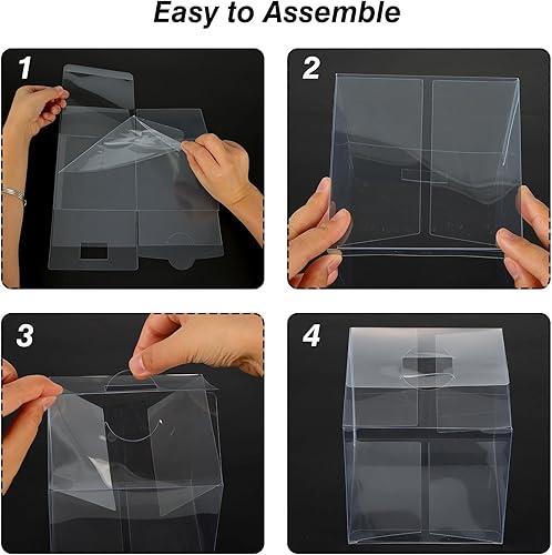 Miniatura 5 de Moretoes 45 cajas transparentes, cajas de regalo transparentes de 5 x 5 x 5 pulgadas para regalos, cajas de regalo pequeñas de plástico transparente