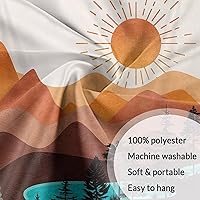 Vista 5 de DYNH Tapiz Vertical Bohemio de Montaña, Tapices de Naturaleza Bosque Árbol Lago Sol, Tapiz Bohemio Minimalista de Mediados de Siglo del Desierto