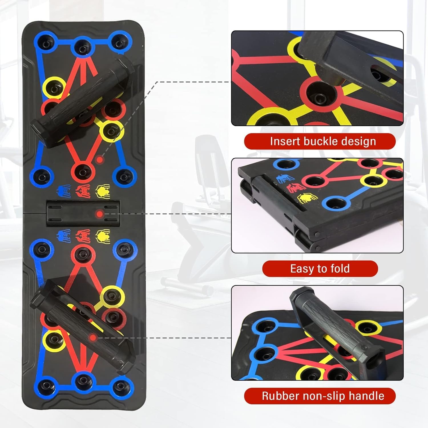 Push Up Board con Manico, Multifunzionale Sistema Pieghevole Tavola Rack per Flessioni, Portatile di Allenamento Casa Attrezzature Palestra per Allenamento Muscolare e Della Forza
