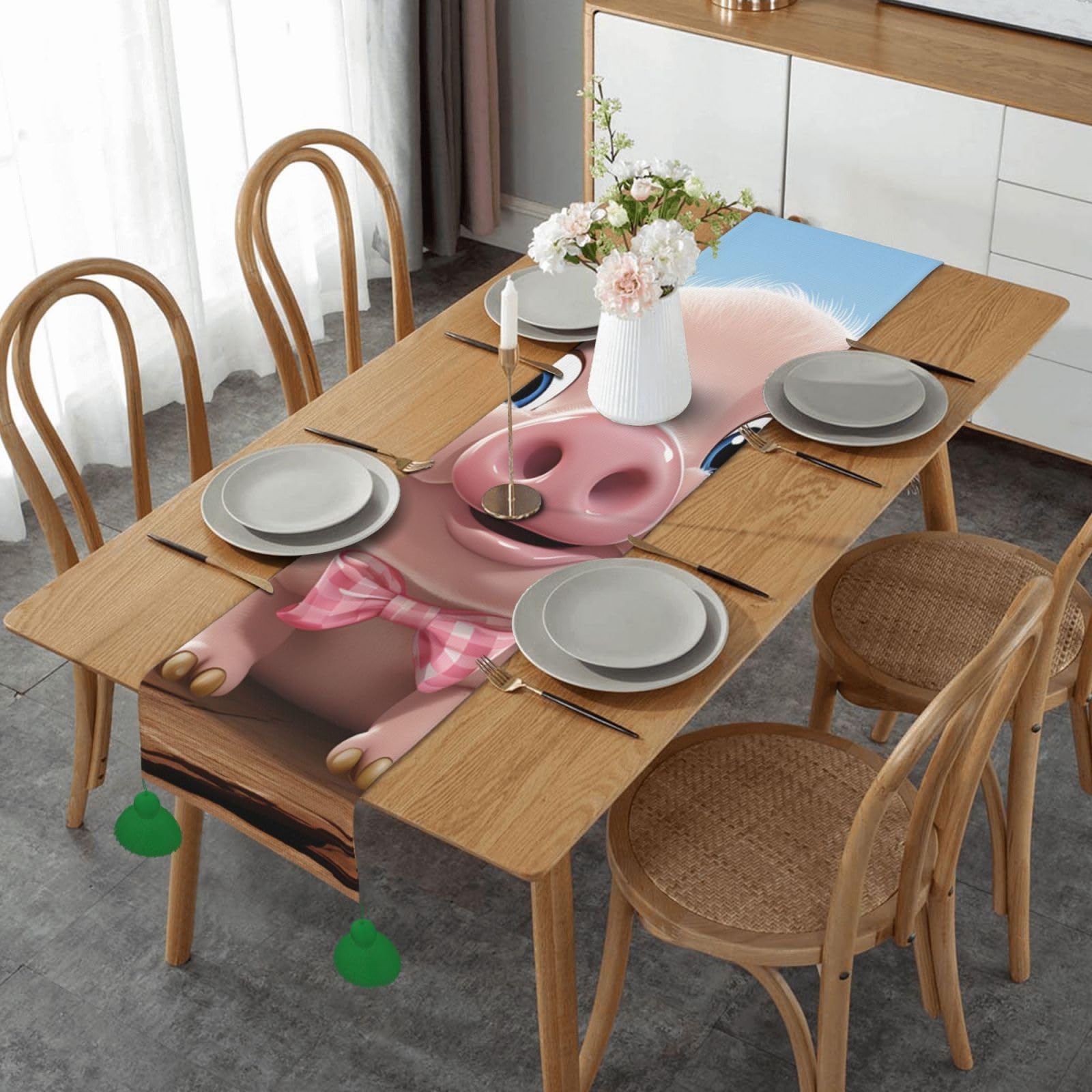 Chemin de table de Noël en lin anti-pli de 152 cm pour sublimer une table sans effort