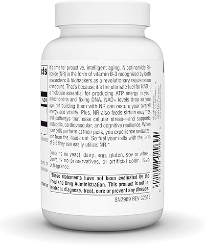 Miniatura 4 de Source Naturals NR, ribósido de nicotinamida, suplemento dietético vegano para mitocondrias, envejecimiento saludable, células y energía*,