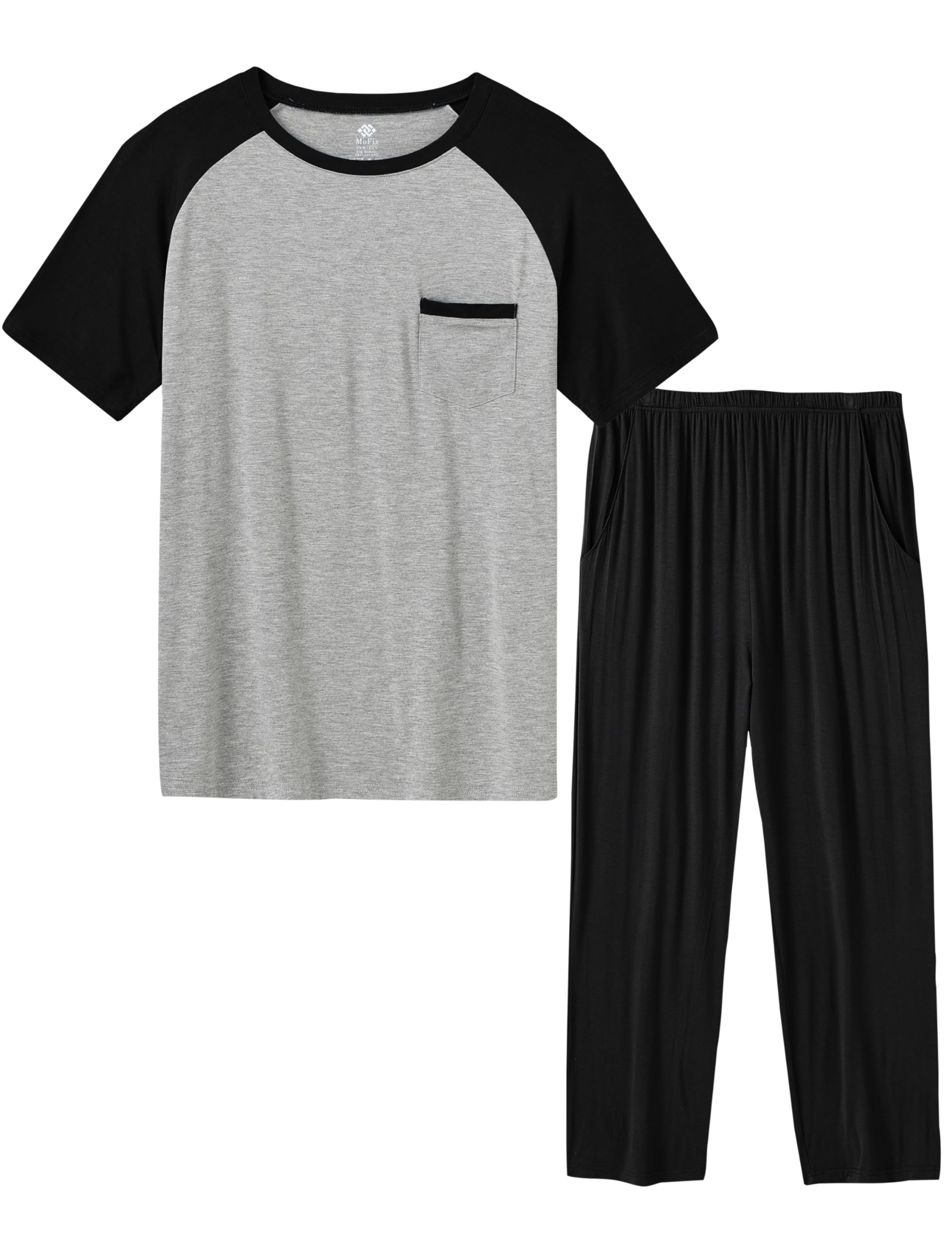 mofiz Men's Pajamas Set Short Sleeve Bottom PJ's Pants Bedroom Pijama Sleep Night Suit 2 Piece Pjs Set Ultra Soft-picture-34