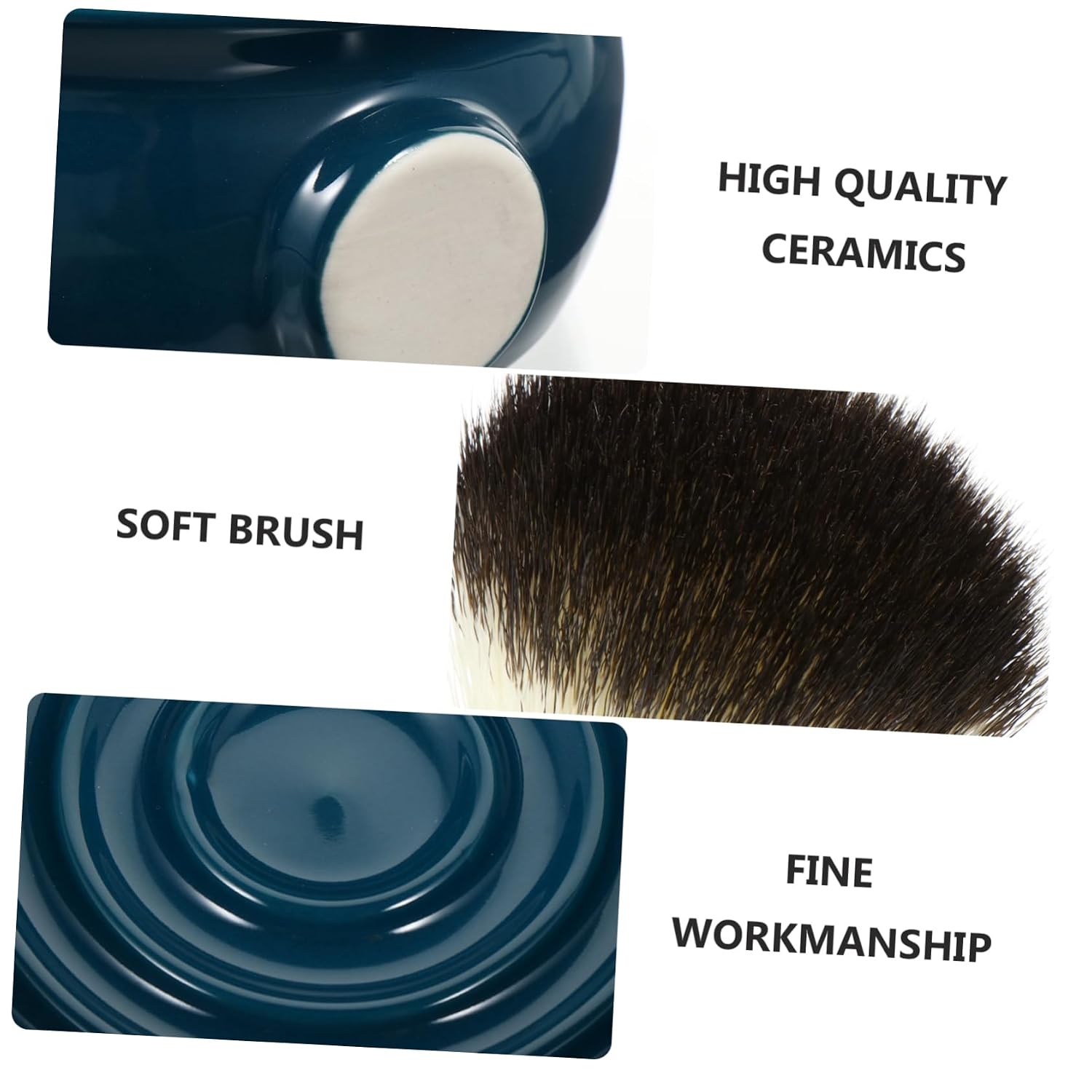 WOONEKY 2pcs Ceramic Shaving Bowl Brush for Men Soap Bowl Shaving Brush Kit for Comfortable Grooming for Home Travel Use