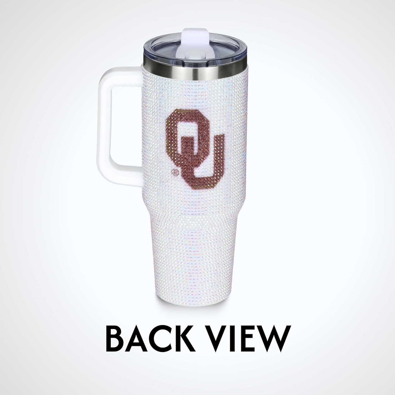 The Memory Company Officially Licensed 40oz White Bling Game Day Tumbler, University of Oklahoma