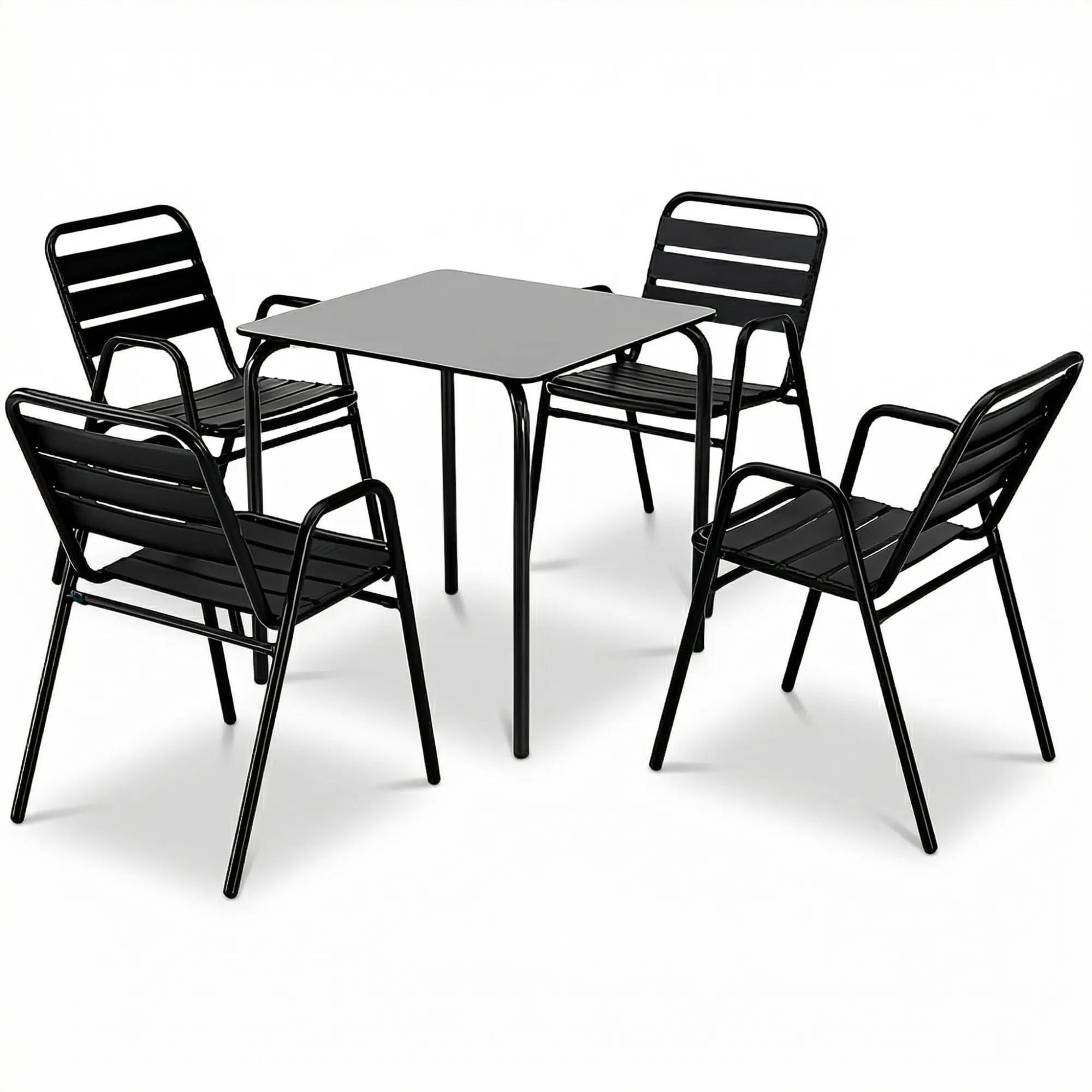 MBH - Mesa Cuadrada Negra 70x70 cm para Hostelería, Interior y Exterior, Ideal para Jardín, Bar, Restaurante y Cafetería