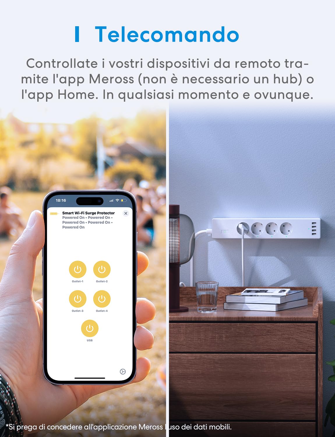meross Ciabatta con HomeKit smart alexa - Multipresa wifi Intelligente con 4 Schuko 4 Porte USB Funzione timer protezione da sovraccarico Compatibile con Apple HomeKit, Smartthings, Google Assistant