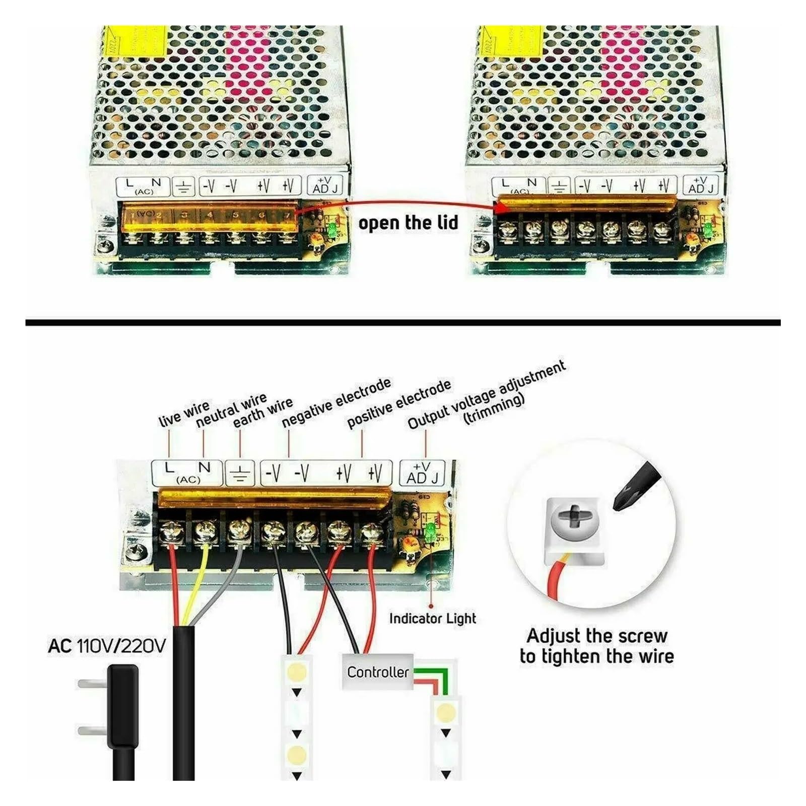 Fuente de alimentación conmutada, transformador AC DC SMPS for tira de luz LED, Motor CCTV, 12V, 24V, 36V, 48V, 60V, 72V, 360W, 400W, 500W, 600W(36V,400w)