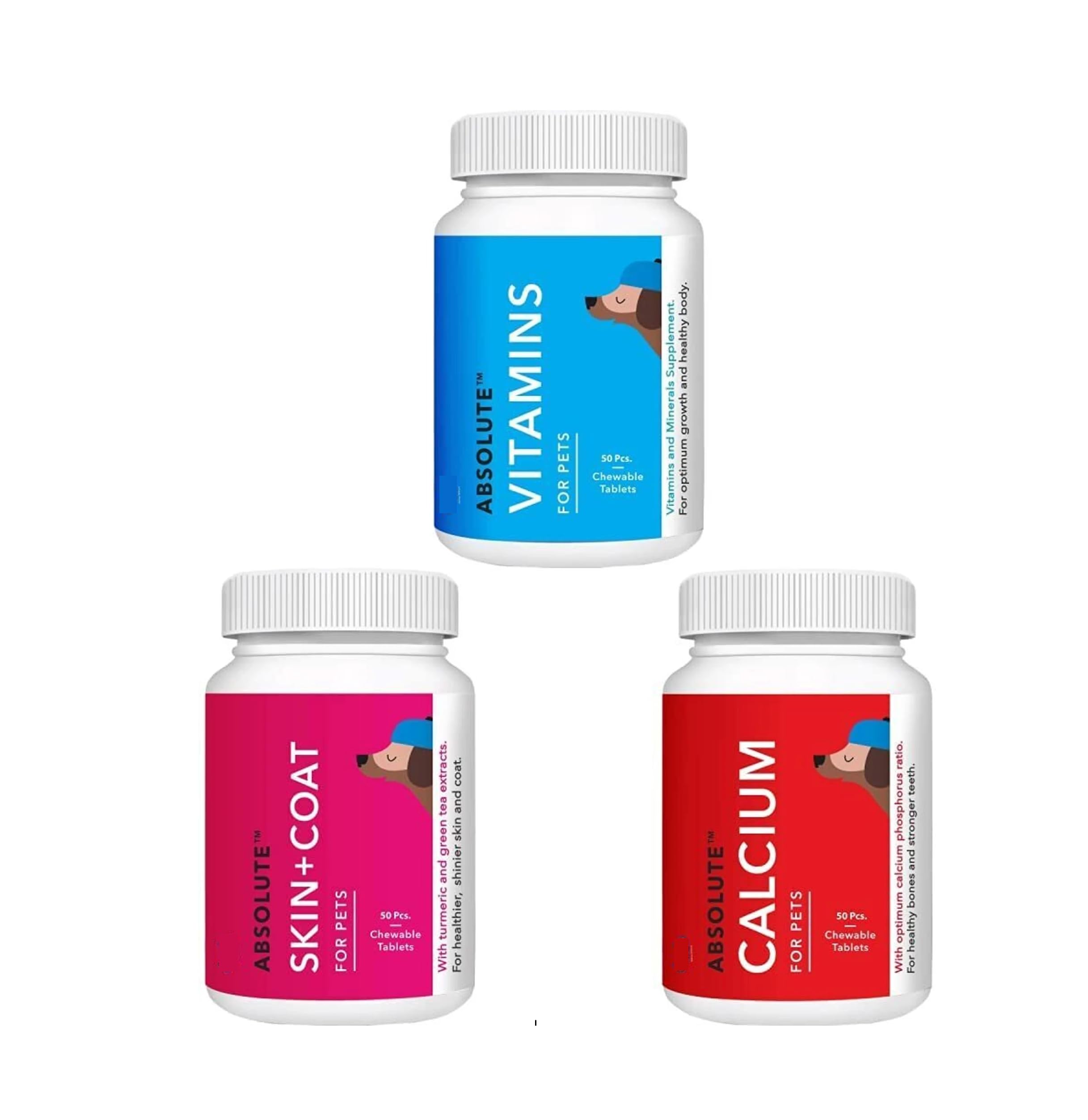 Dog Calcium + Vitamin + Skin & Coat Tablets | Complete Health Supplement Combo for Dogs | Strong Bones, Immunity & Shiny Coat (18 Tablets Each, 3 Pack) — Amazon image 2