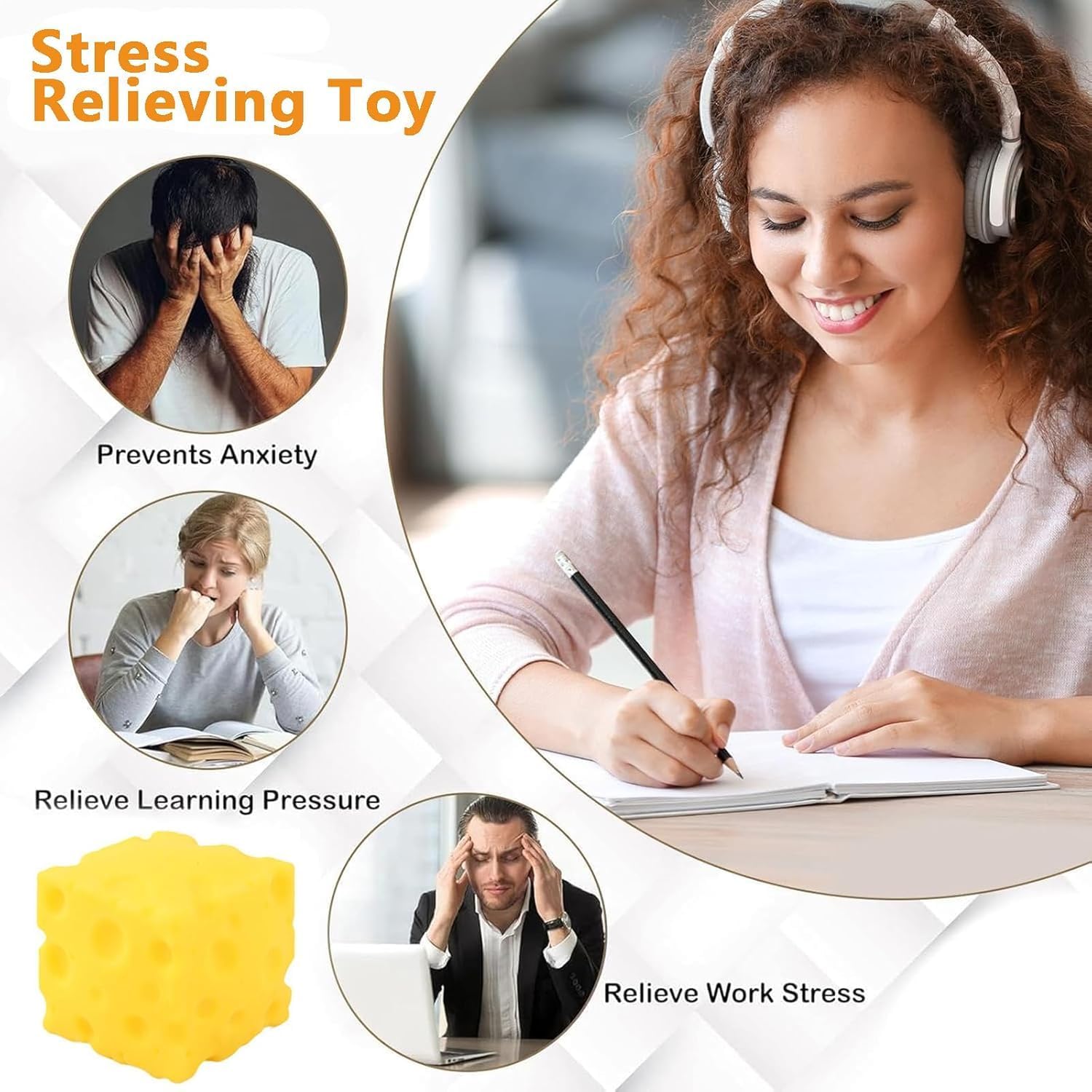Yellow Cheese Squishy Slow Rising,Cheese Squishies Stress Relief,Realistic Squishy Cheese Stress Ball,Soft Slow Rebound Fidget Toy for Kids & Adults