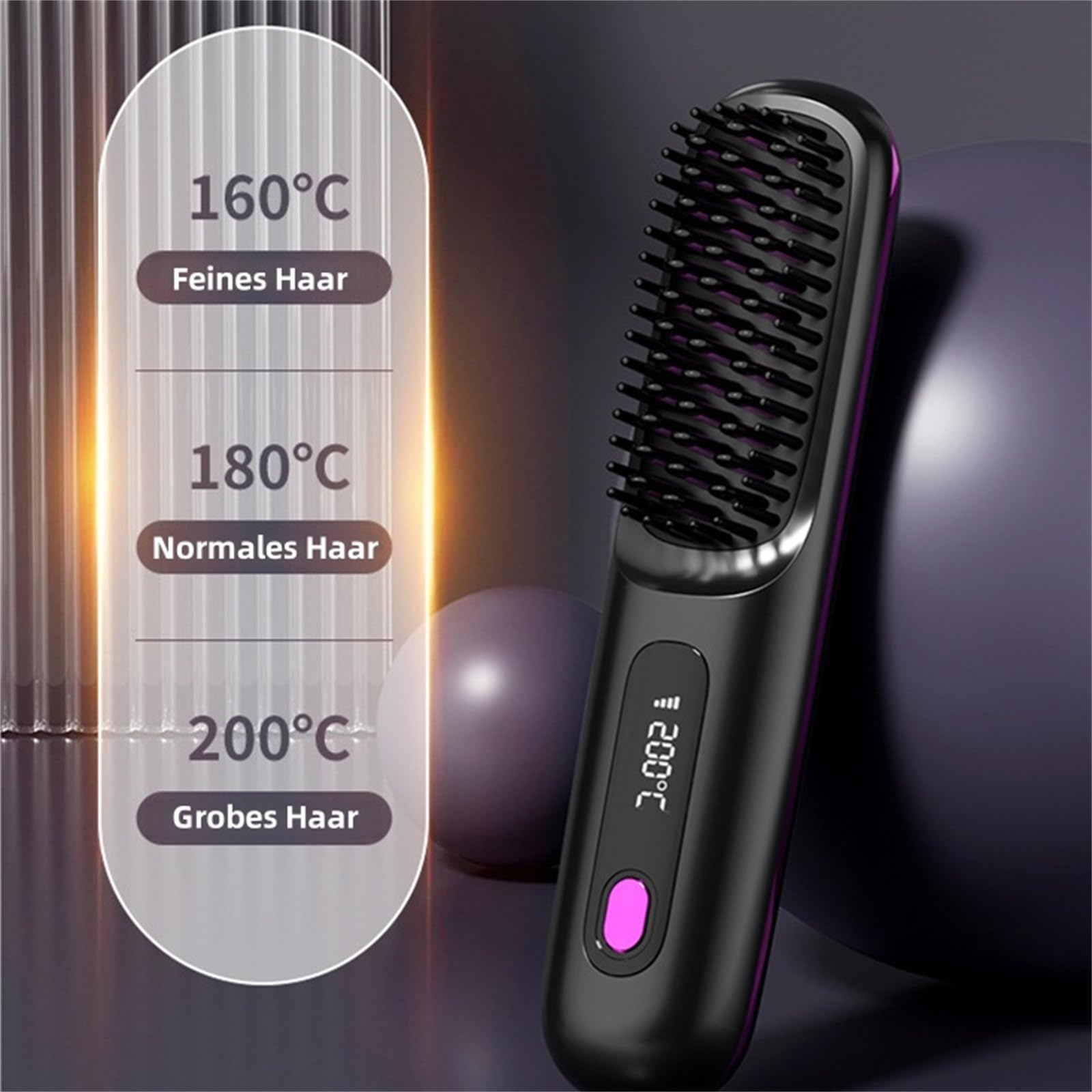 Eloura Berlin Eloura Tragbare Bürste – Glätten, Locken, Trocknen Kabellose Haarglättungsbürste mit Negativ Ionen Technologie für Frauen, ideal für unterwegs