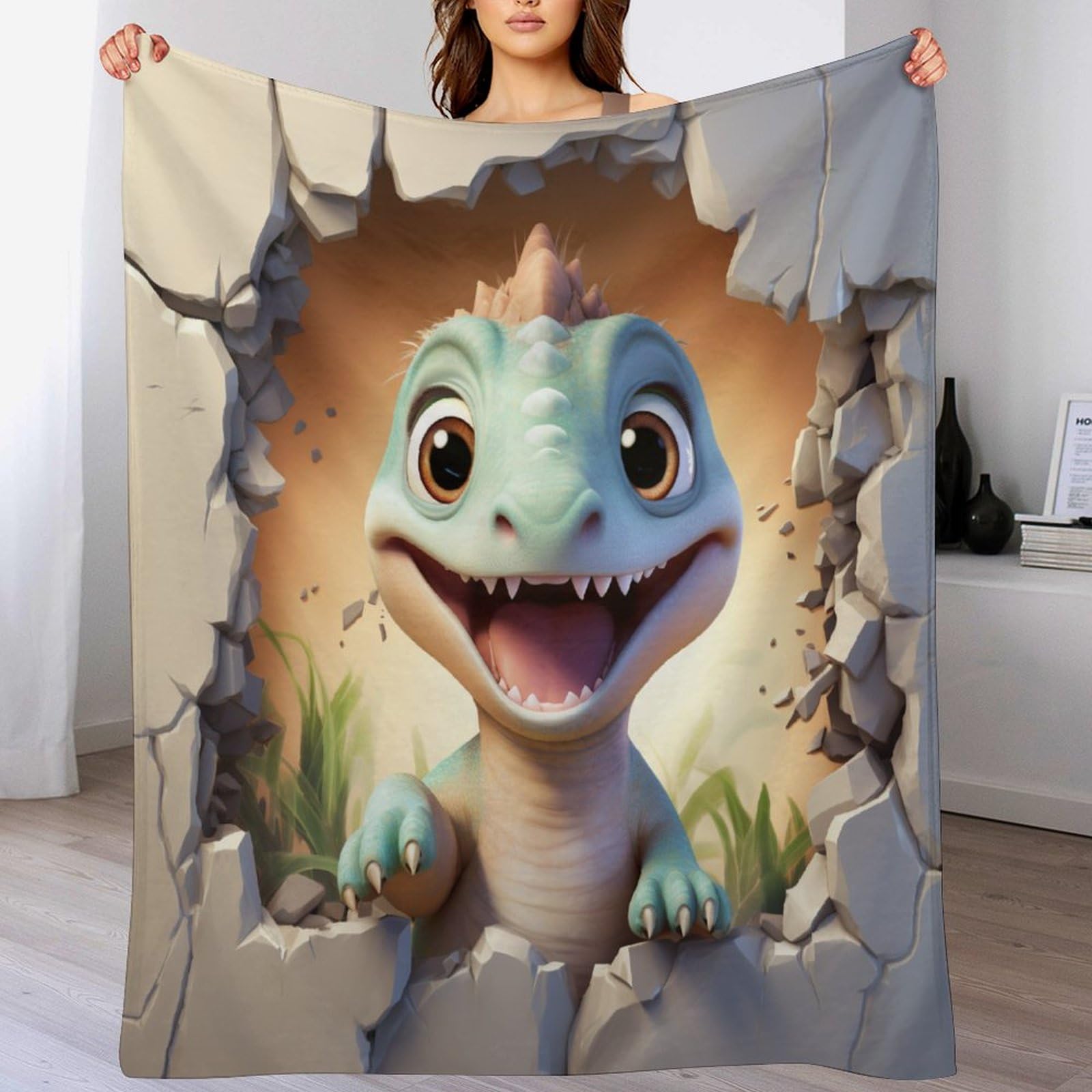 Manta gruesa de dinosaurios que abraza tu hogar con suavidad y calidez mullida 3D