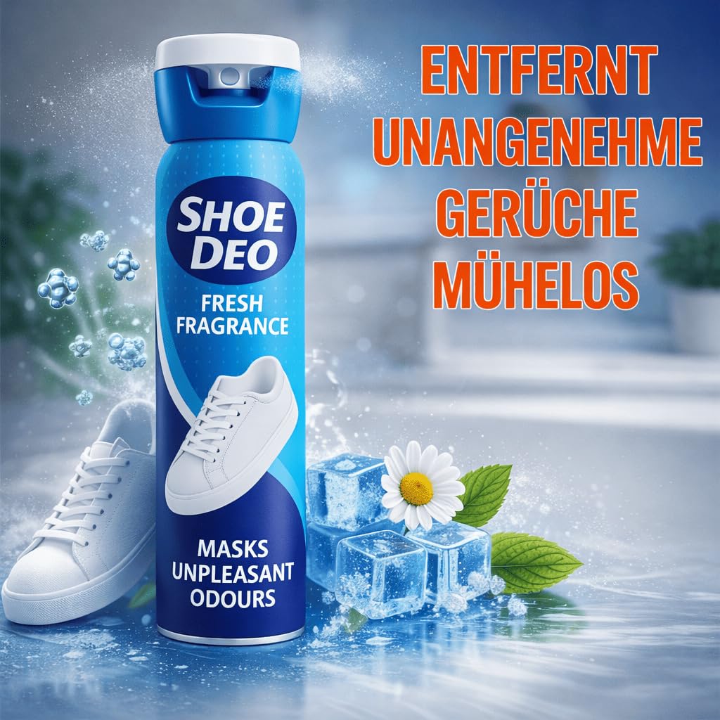 Geruchsstopper Schuhdeo mit angenehmen Duft - 4 Stück je 200ml - Schuhdeodorants Sneaker, Leder oder Textil gegen Geruch und Schweiß Schuhhygiene - Beseitigt effektiv Gerüche