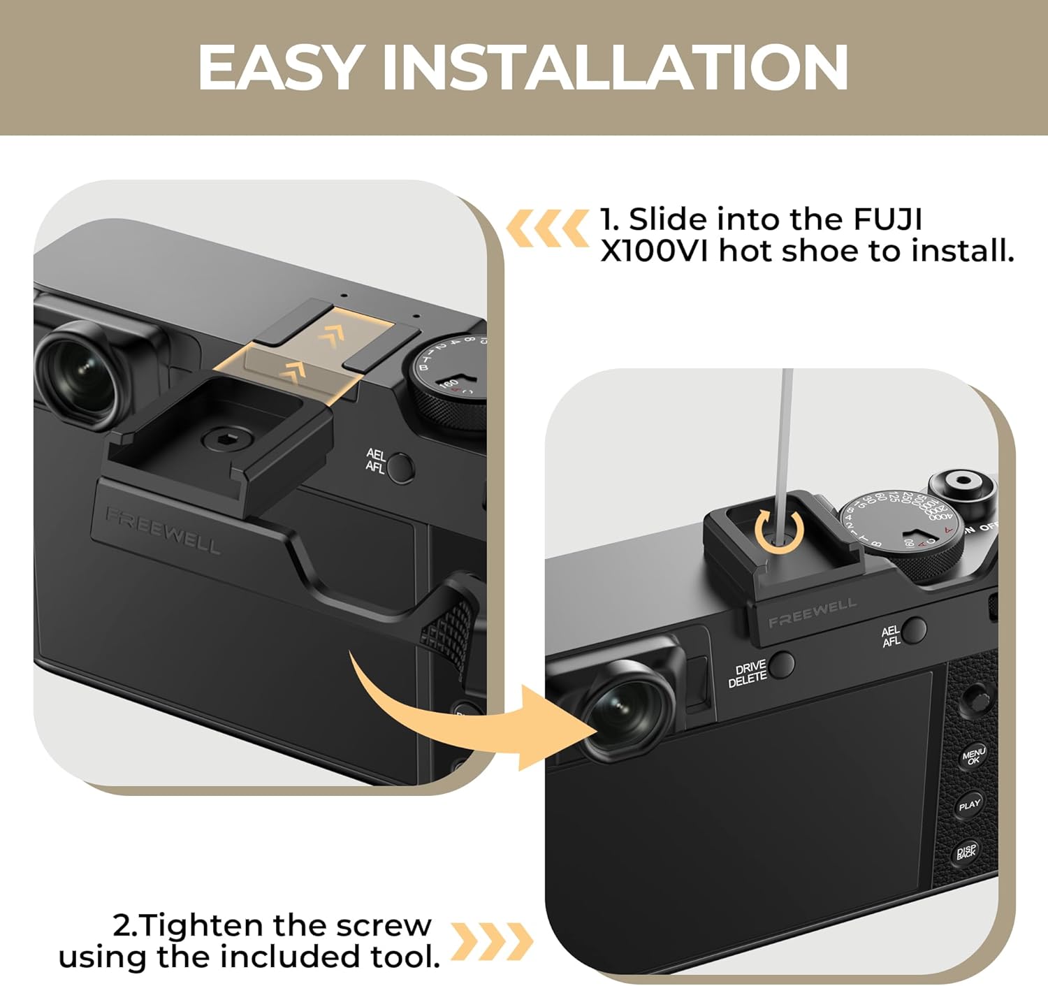 Freewell Thumb Grip for Fuji X100VI with Cold Shoe Mount (Black) - Image 5