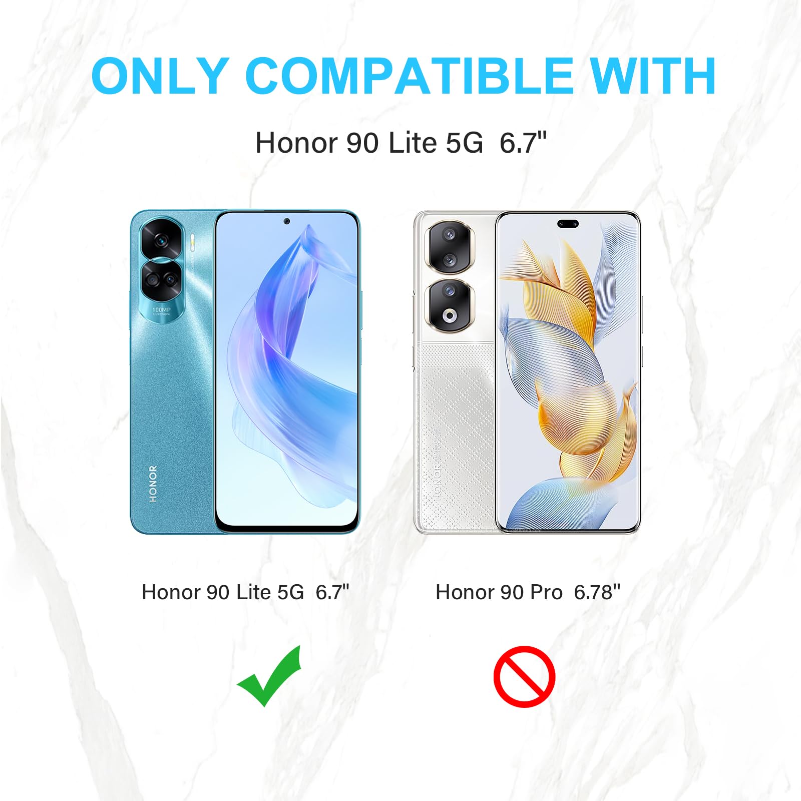 Kokio Vetro Temperato per Honor 90 Lite 5G, 3 Pezzi Durezza 9H Pellicola Vetro Protettiva Compatibile con Honor 90 Lite, Ultra Resistente, Facile da installare(6,7 Pollici)