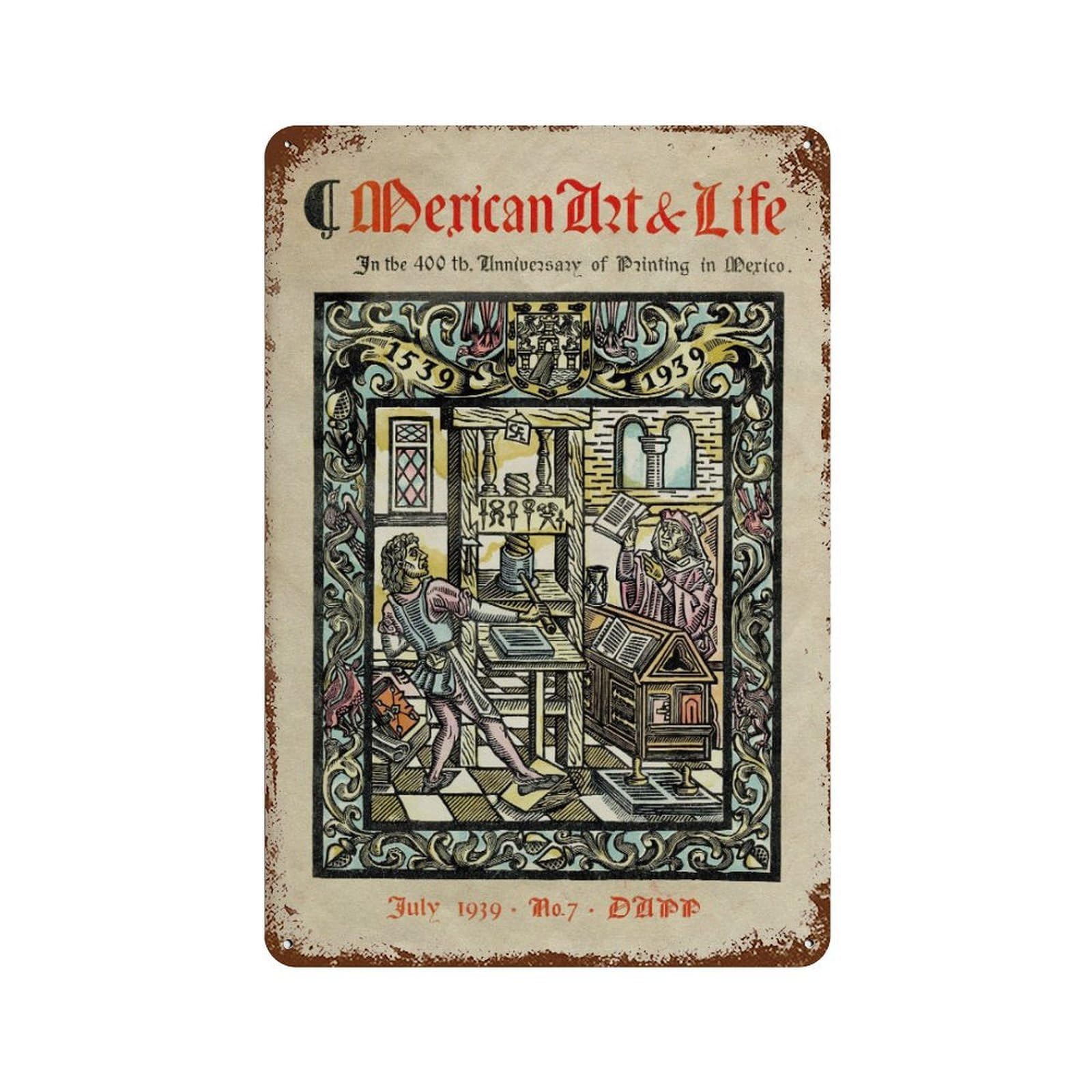 xiaoxiaoshen Mexican & Life Magazine Cover, 1939 Vintage Wall Decor Art Metal Tin Poster Modern Home Decor Art Home Bar Shop Decorations Vintage Sign 30x20cm