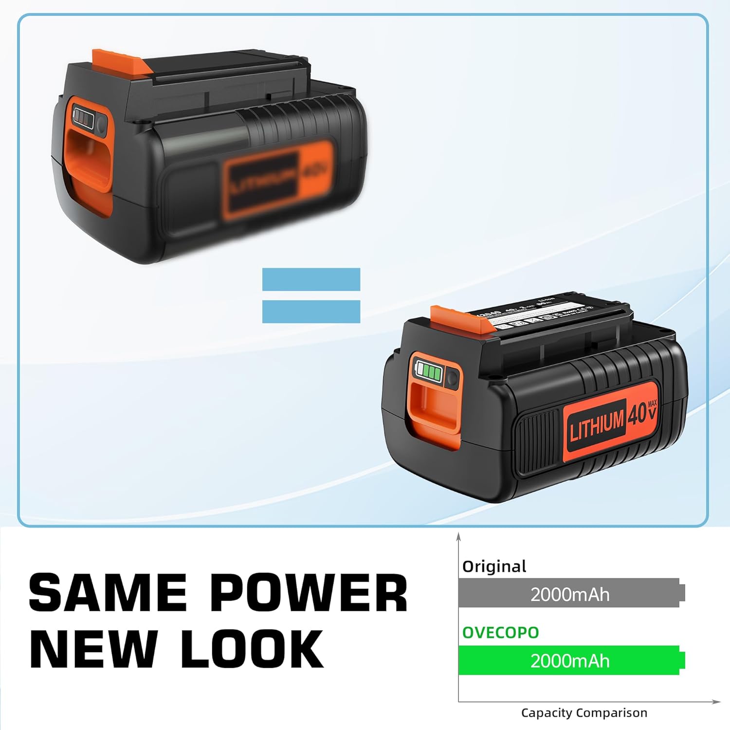 2.0Ah Lithium Battery Replacement for Black+Decker 40V Lithium Battery, Compatible with 36V and 40V MAX Power Tools, Lithium Ion Technology(LBX2040) - Image 4