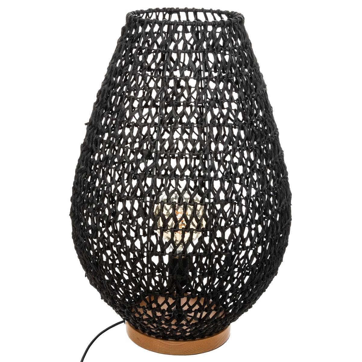 Atmosphera - Lampe à Poser en métal et Socle en Bois H 55 cm