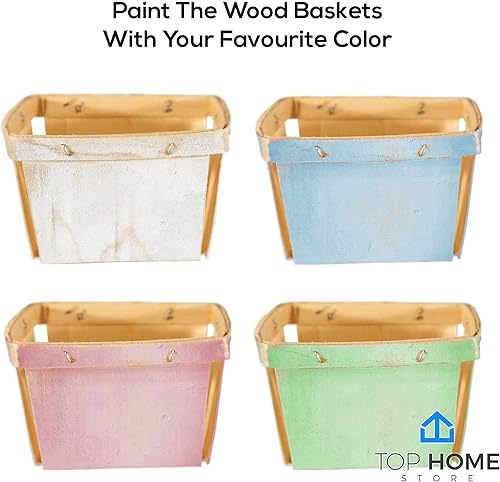 Miniatura 5 de Cestas de regalo de madera de una pinta (paquete de 25)  para recolección de frutas, arte, manualidades y decoración cajas de madera ventiladas de 4