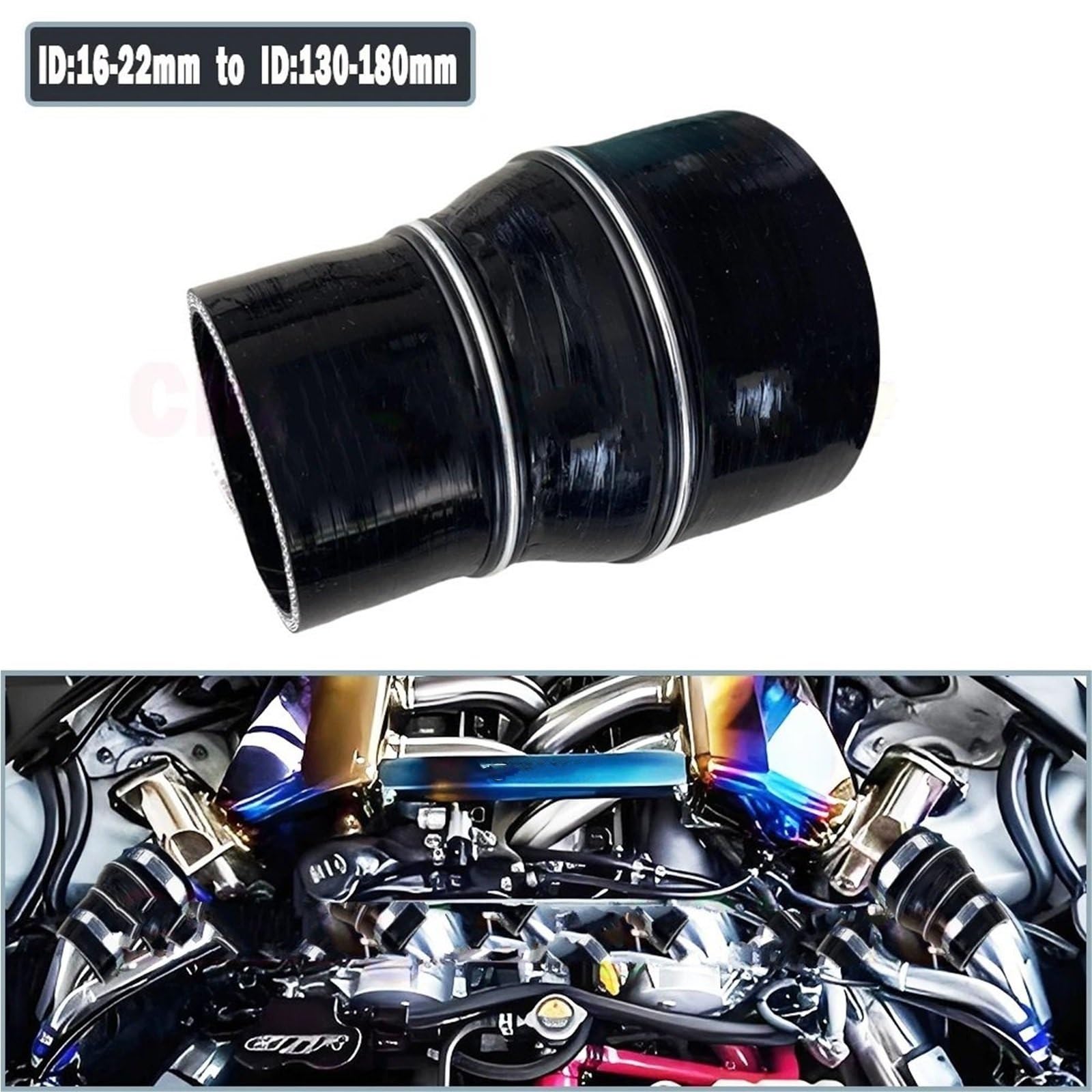 Manguera de aire de carga Manguera de silicona universal para intercooler de coche, turbo, tubo de admisión, acoplador, manguera reductora de silicona recta.(ID80mm-110mm)
