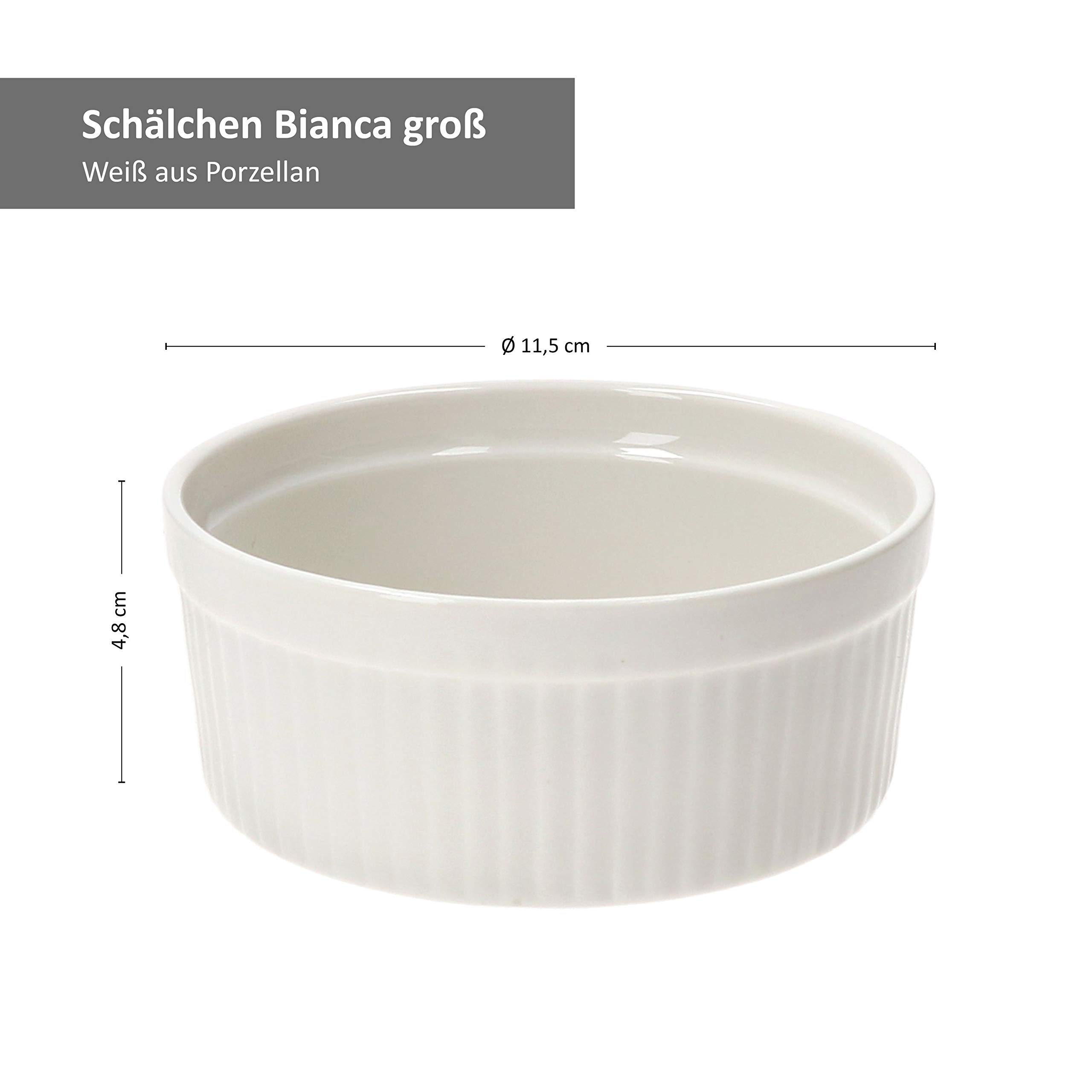 MamboCat Lot de 12 ramequins Bianca 250 ml I Porcelaine I Ø 11,5 cm I Blanc I Moule I Moule I Moules à muffins I pour crème brûlée, soufflé, cupcakes, Tiramisu, etc.
