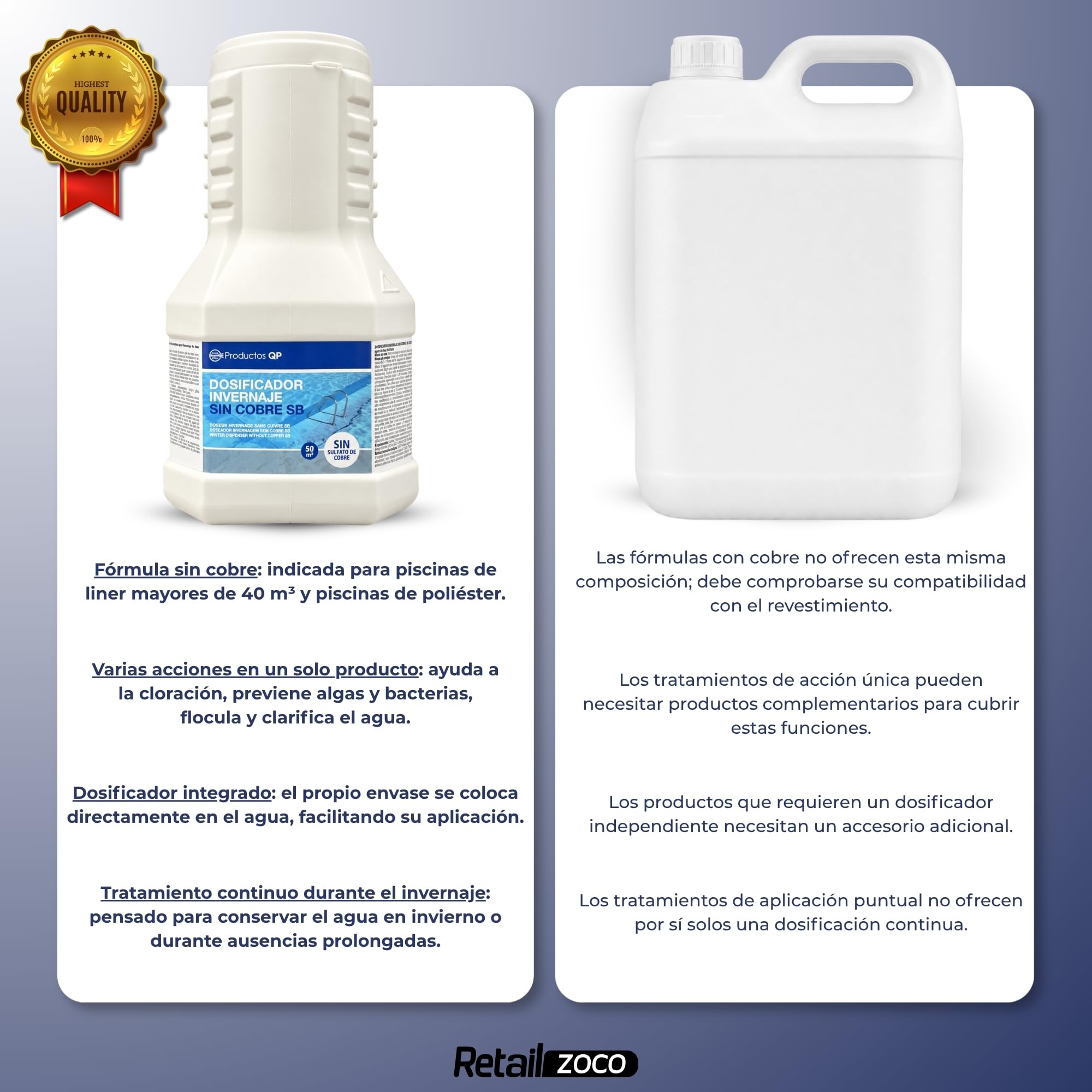 Dosificador auto invernaje SIN cobre, Tratamiento agua piscina 2 Kg 50m3 - imagen 4