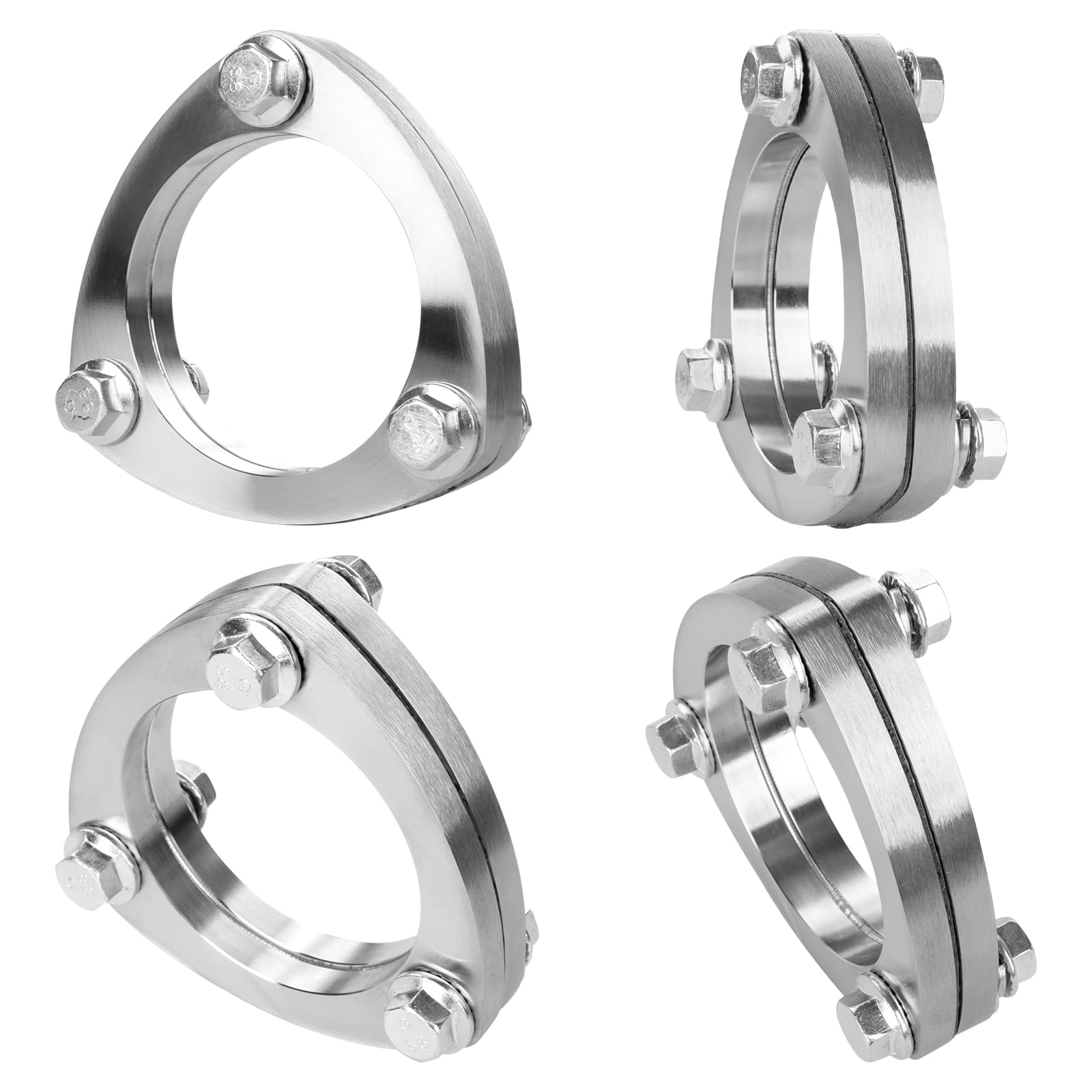 Kit Bride Échappement 76mm (3") Inox - 2 Brides + Joint | 6 écrous hexagonaux & 6 rondelles. Inox résistant rouille/chaleur. Pour turbo, intercooler & catalyseur.