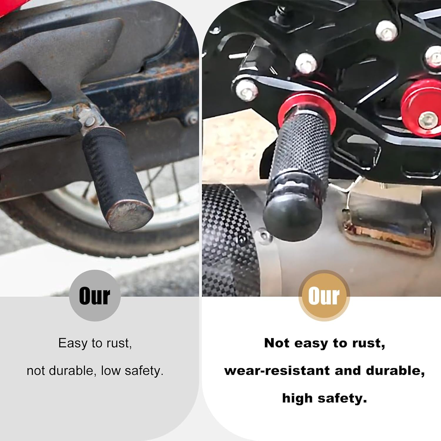 RULLINE Universal 8mm Motorcycle Foot Pegs CNC Aluminum Footrests Rearsets Footpegs with Mounting Bolts Compatible with Super 73 YAMAHA Honda Suzuki Kawasaki Ducati Aprilia