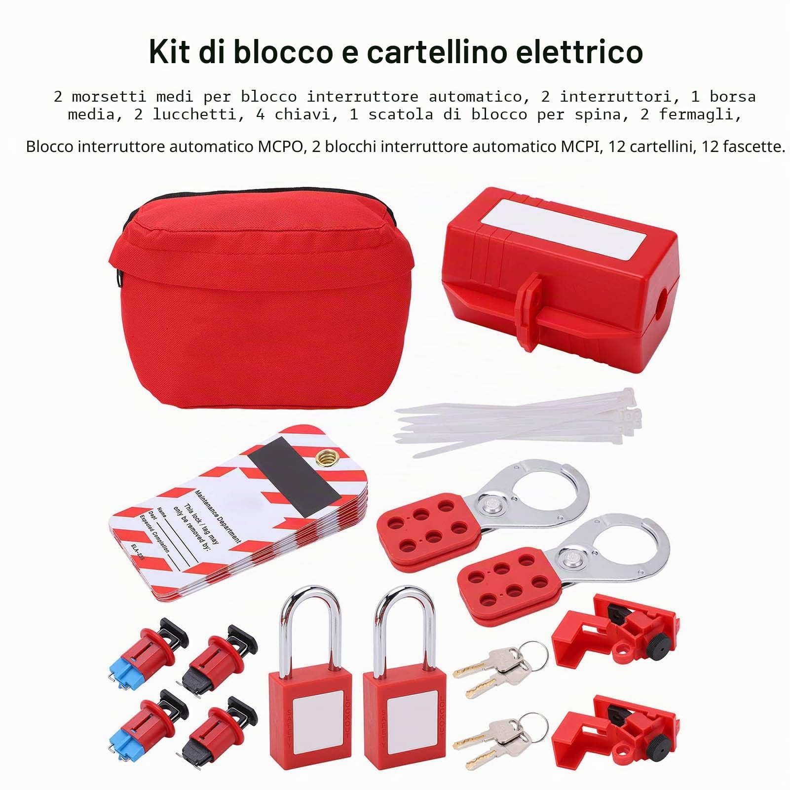 Kit di Blocco Per Elettricisti, Kit di Blocco Tagout, Lucchetto di Blocco di Sicurezza, Kit di Blocco Tagout Interruttore Elettrico Lucchetto di Sicurezza Loto Tag Hasps Set Per Industria, Energia Ele