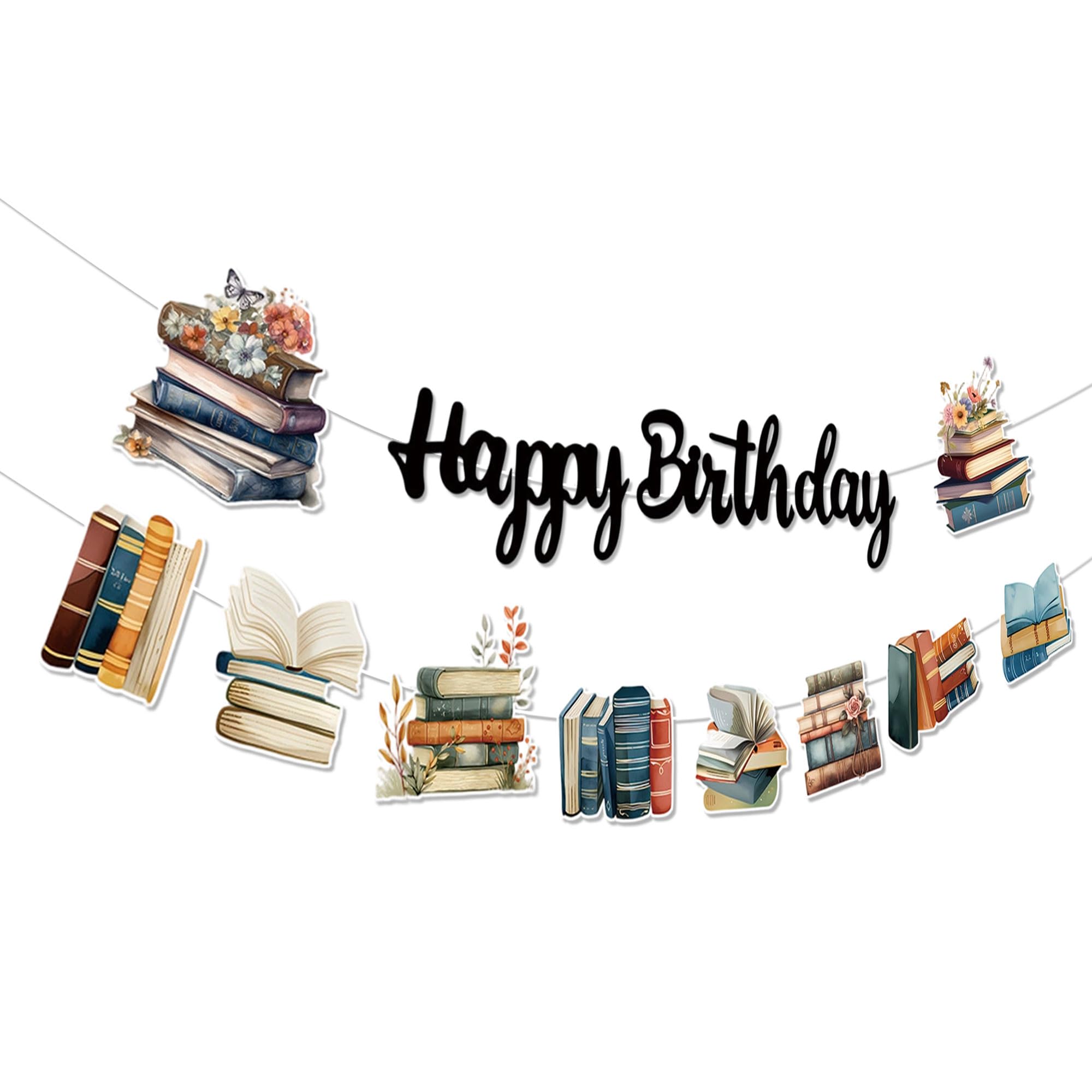 Wildflower Book Story Birthday Banner Book Club Party Decor for Book story Party Supplies Book Club Decorations