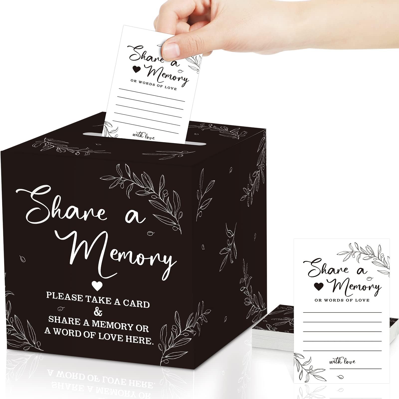 Pajean 50 Pcs Greenery Share a Memory Cards for Collections of Life, Memory Cards Box Guest Card Ideas for Funeral Graduation