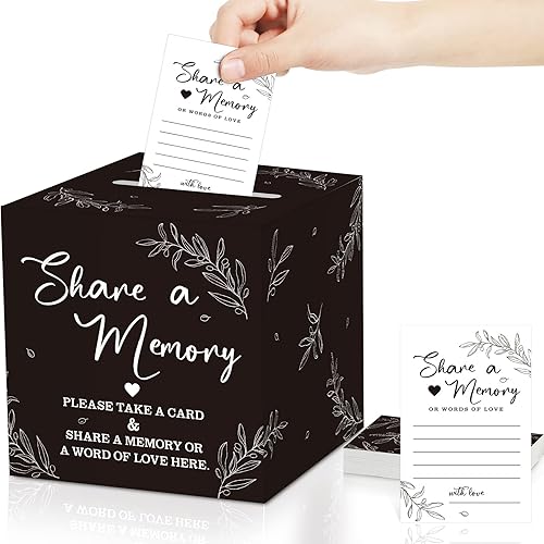 Pajean 50 tarjetas de memoria para colecciones de vida, caja de tarjetas de memoria para ideas de invitados, funeraria, graduación, boda, despedida
