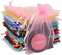 Tojwi 50pcs Mixed Color Organza Bags 3.54x4.33in Satin Drawstring Pouches - Wedding Favors, Jewelry, Party Gift Bags