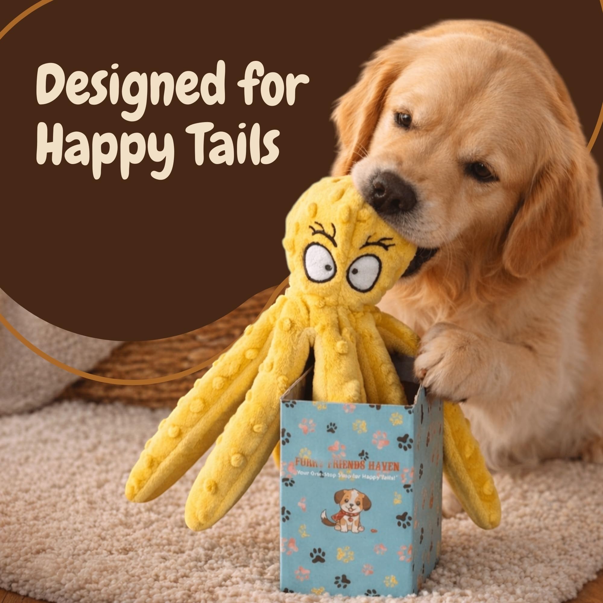 Juguetes chirriantes para perros – Peluche arrugado sin relleno, dentición duradera para cachorros y juego interactivo, paquete de 2