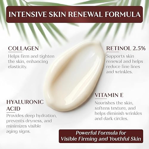 Miniatura 2 de Crema de retinol y colágeno para cara, hidratante antienvejecimiento con ácido hialurónico, crema hidratante de díanoche para mujeres y hombres,