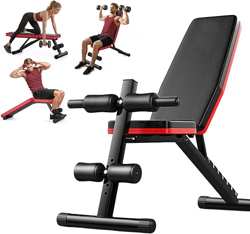 Adjustable Weight Bench for Home Gym, 660LBS Capacity Workout Bench with 8 Backrests for Chest Shoulders Arms, Compact and Foldable Strength Bench for Small Space Apartment Room