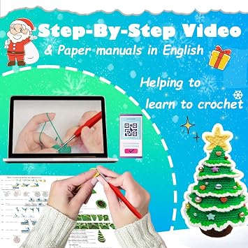 Yarniss Crochet Starter Kits for Christmas Tree, Beginner Crochet Kits with Step by Step Video Tutorial