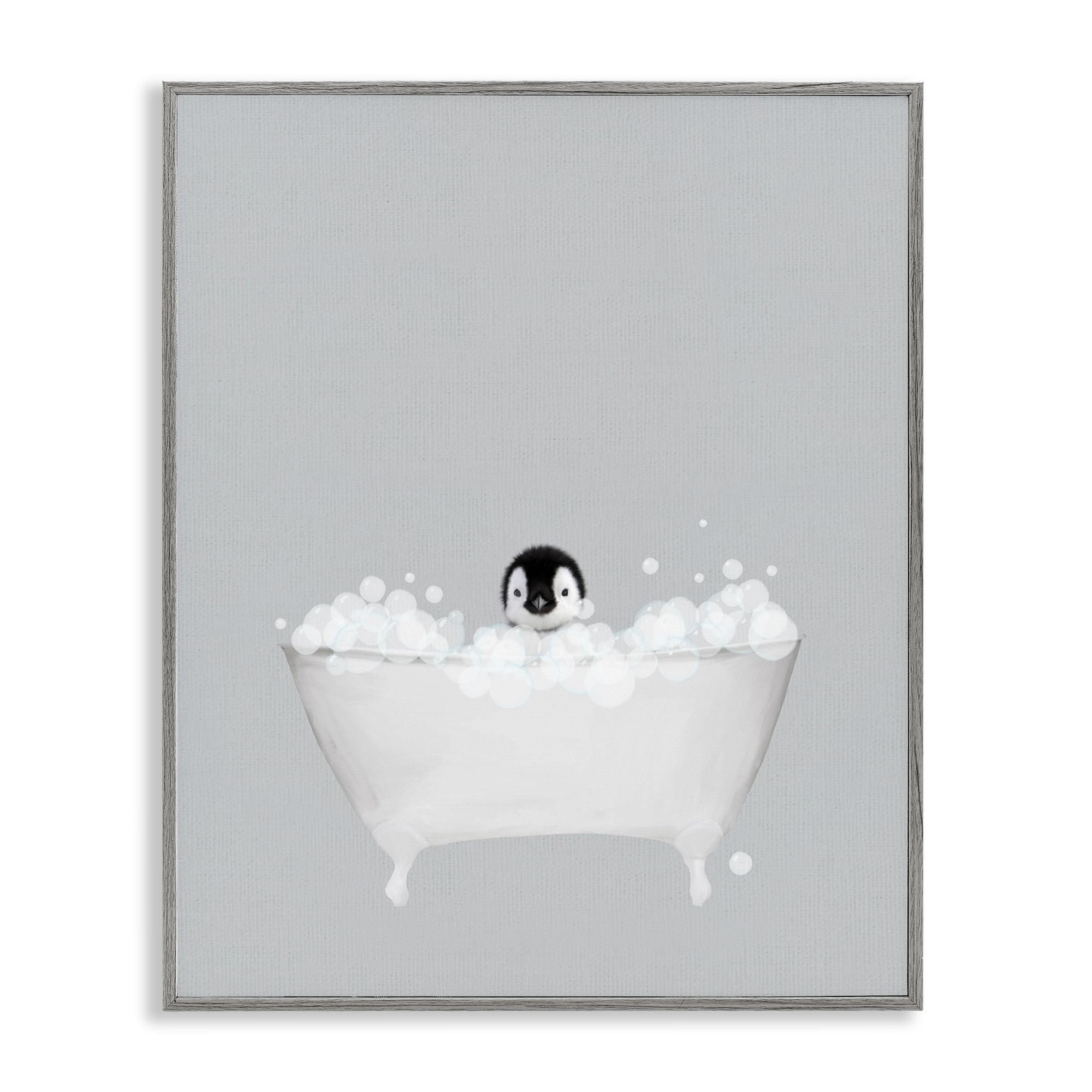 Penguin Bath Bubbles Bathroom, 11 x 14 Inch Framed Giclée Print
