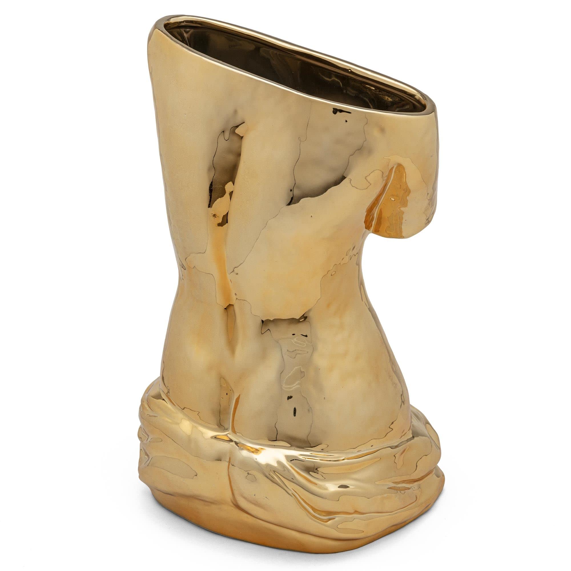 SELETTI & Studio Job Blow Milo Vaso in Ceramica Oro | La bellezza statuaria della Venere di Milo viene reinterpretata e arricchita dall'anima pop di Blow. Il mezzo busto della De