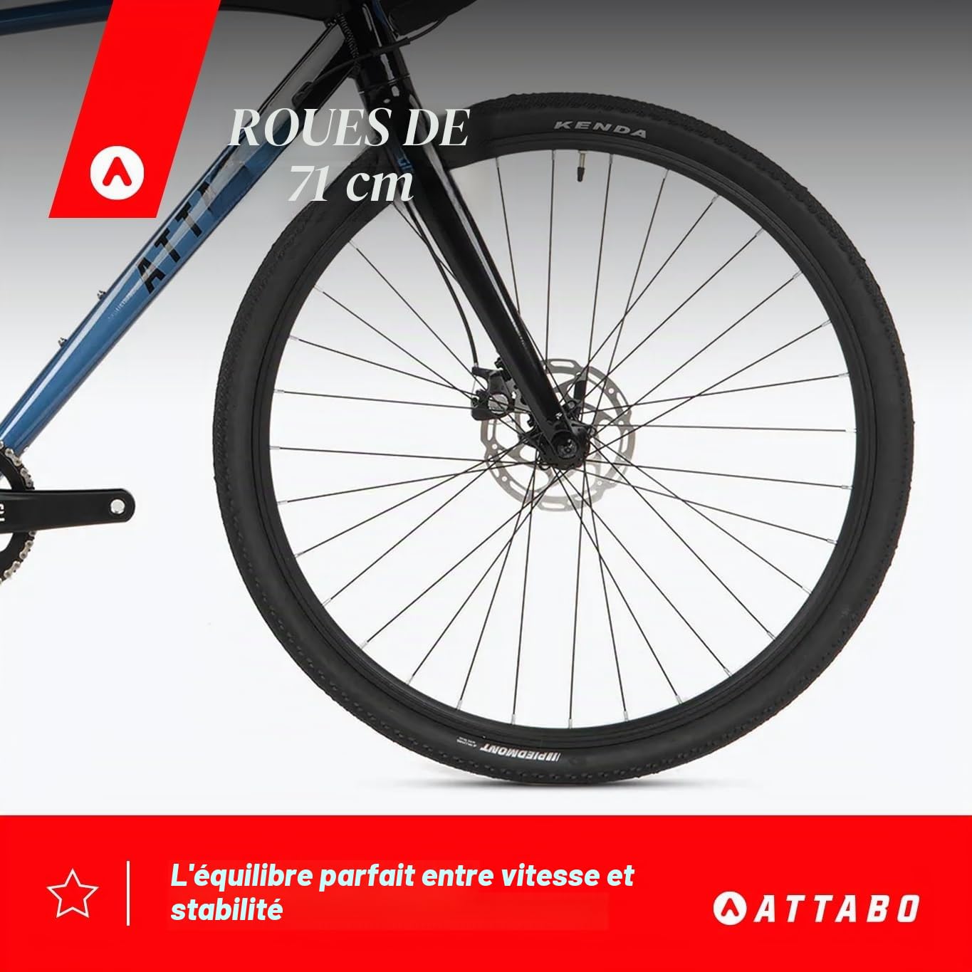 ATTABO Gravel Bike GRADO 2.0 avec Cadre en Aluminium 52-56 cm Guidon Ergonomique Frein à Disque mécanique TEKTRO vélo avec Roues de 28" avec Accessoires Selle réglable 10 Vitesses