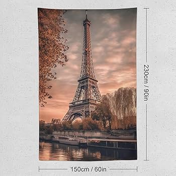 Amazon.co.jp: 夕焼けのパリ エッフェル塔タペストリー