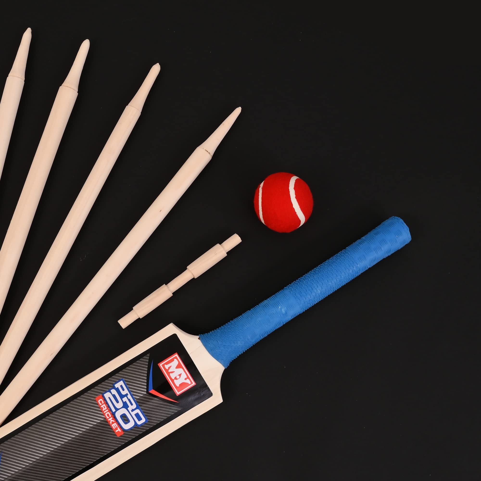M.Y Set da cricket da 7 pezzi, con borsa per il trasporto, include mazza da cricket, paletti e palla morbida