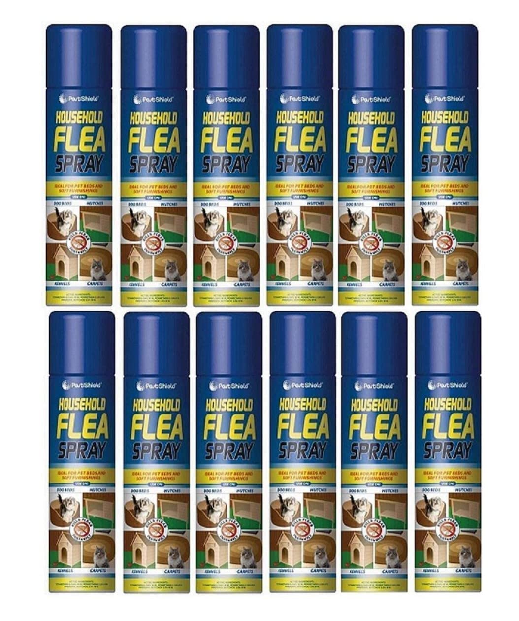 12 x Flea Spray For The Home | Kills Fleas Instantly | Household Flea Treatment For House Cat Dog Pet Beds Carpet (Pack of 12)