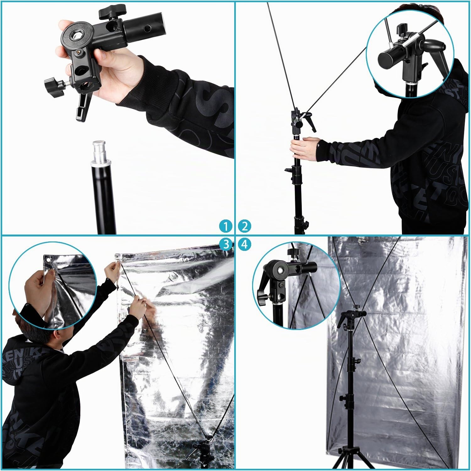 Neewer 88,9 cm x 177,8 cm/90 x 180 cm Estudio fotográfico Dorado/Plateado y Negro/Blanco en Panel de luz Reflector con 360 Degree rotación de un Soporte de Pared y Bolsa de Transporte