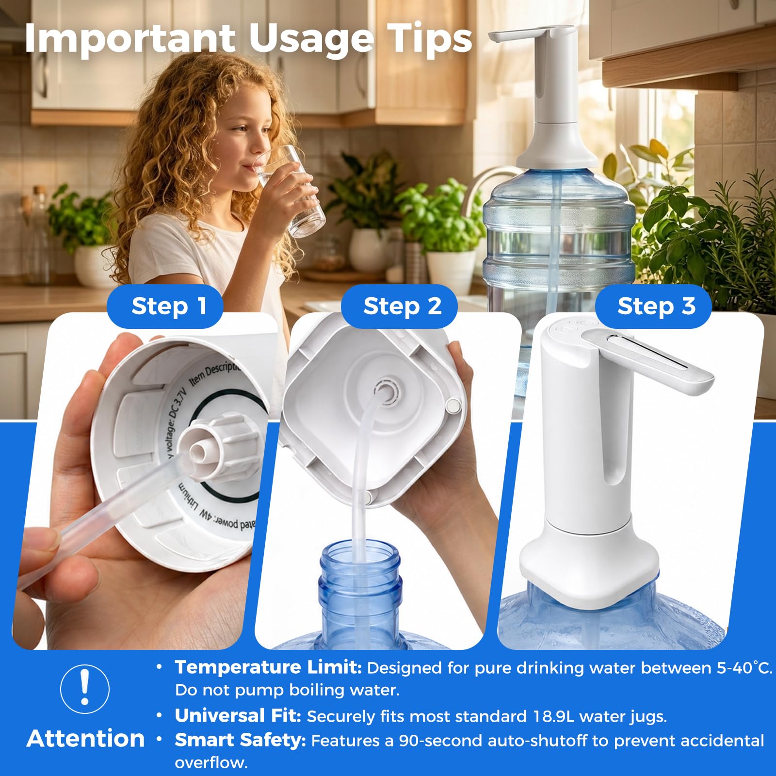 Elektrischer Wasserspender Faltbarer Wasserspender mit USB für Home,Camping, Schule