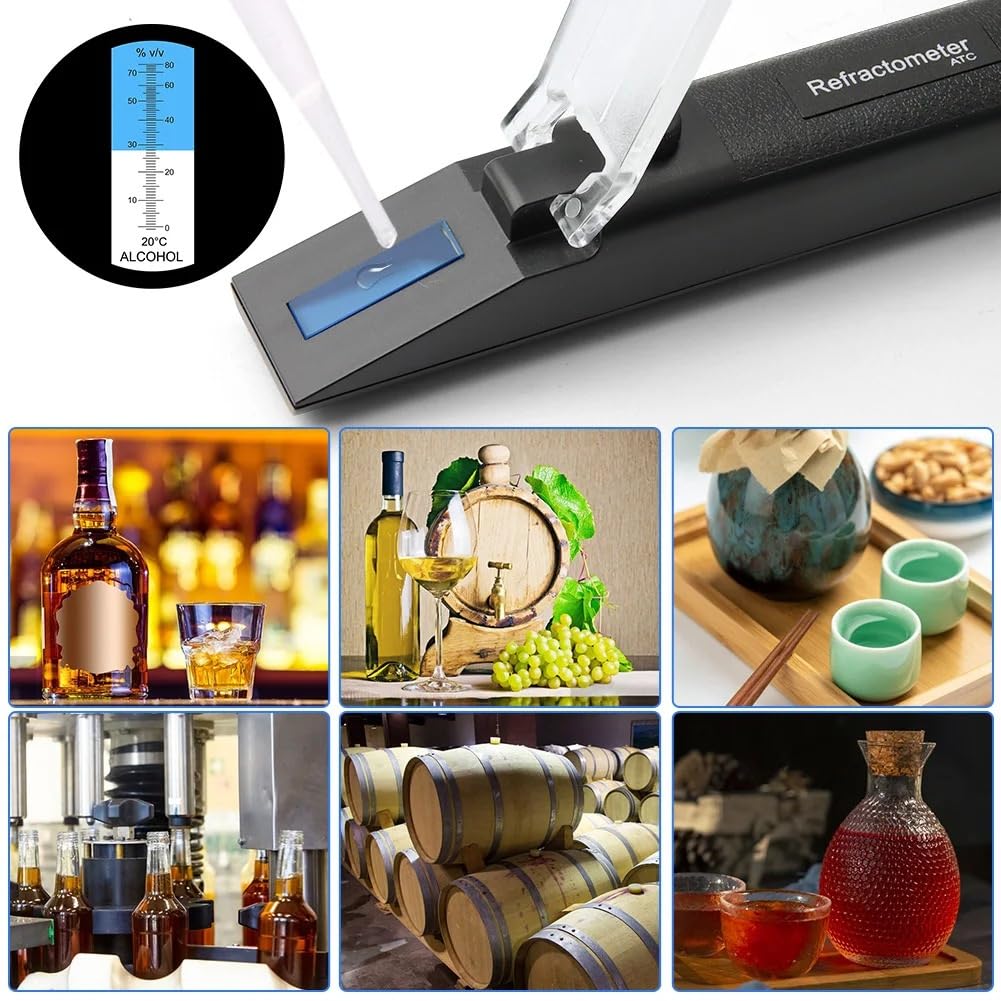 Refraktometr alkoholowy 0-80% Tester zawartości alkoholu ATC Miernik zaparzania