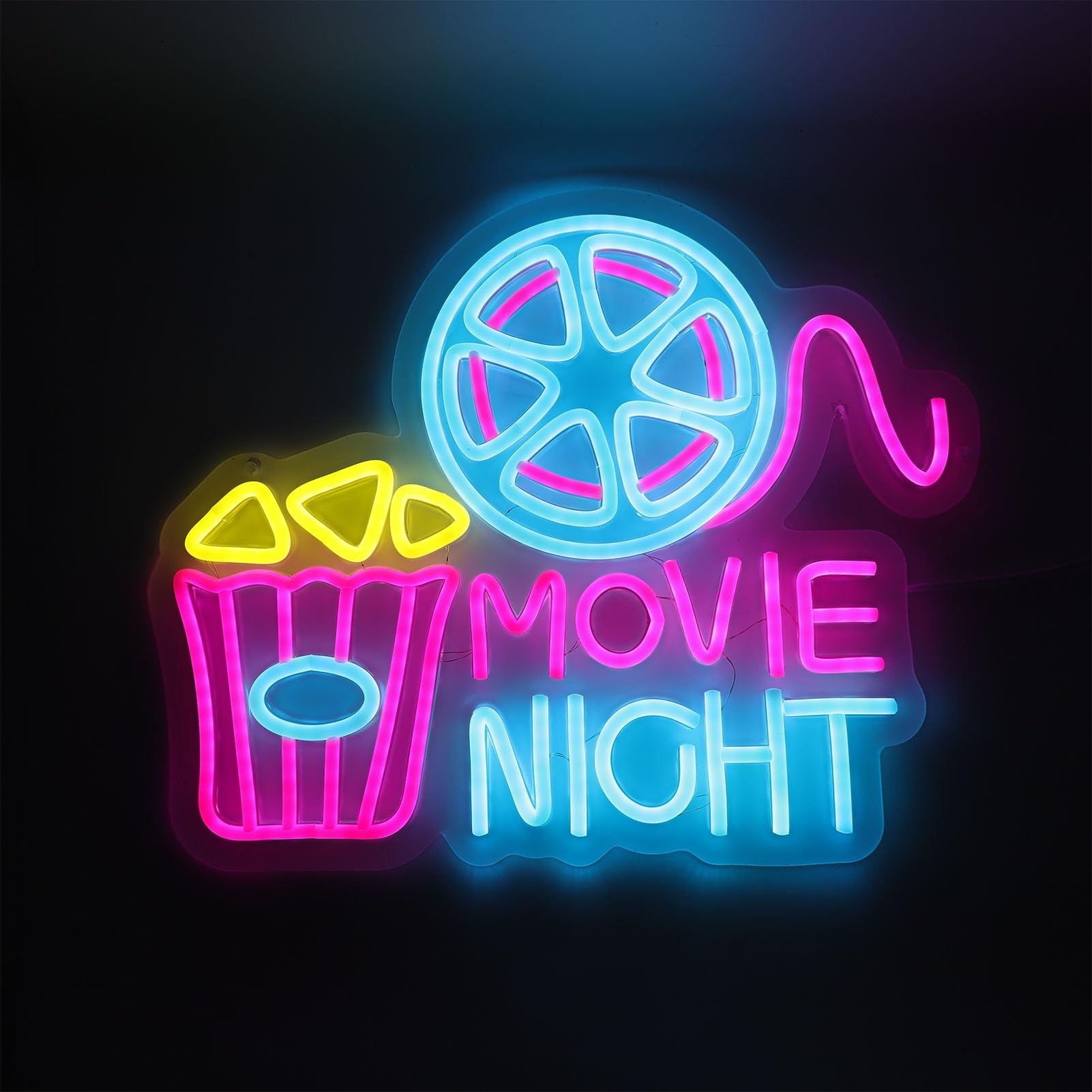 Insegna Al Neon a LED con Luce Al Neon Dimmerabile Alimentata Tramite USB per Serata Cinema con Motivo Popcorn per Decorazioni Murali per Feste Home Cinema