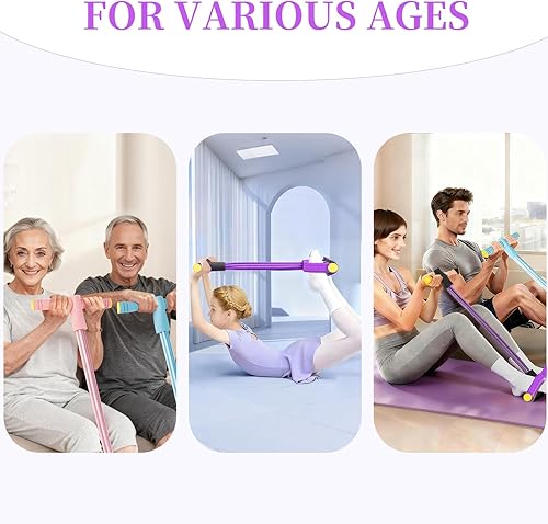 Miniatura 8 de Bandas de resistencia de pedal con asas, pedal de entrenamiento de tensión manual de 6 tubos, bandas de resistencia de pedal de goma natural, bandas