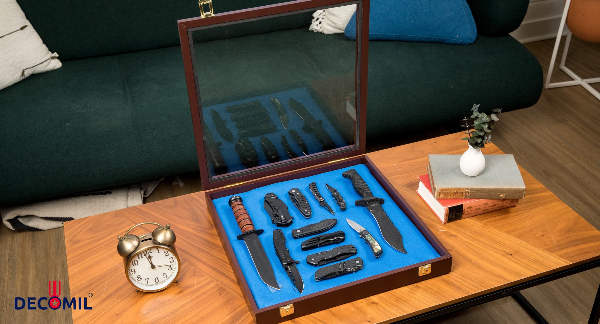 Pocket Knife Display Case , Glass Collectible Display , Knife Display Box , Wooden